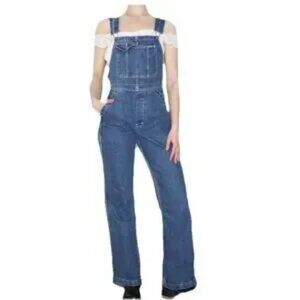 Vintage Silver Jeans Denim Blue Bib Overalls 90s Y2K Flare 9/33